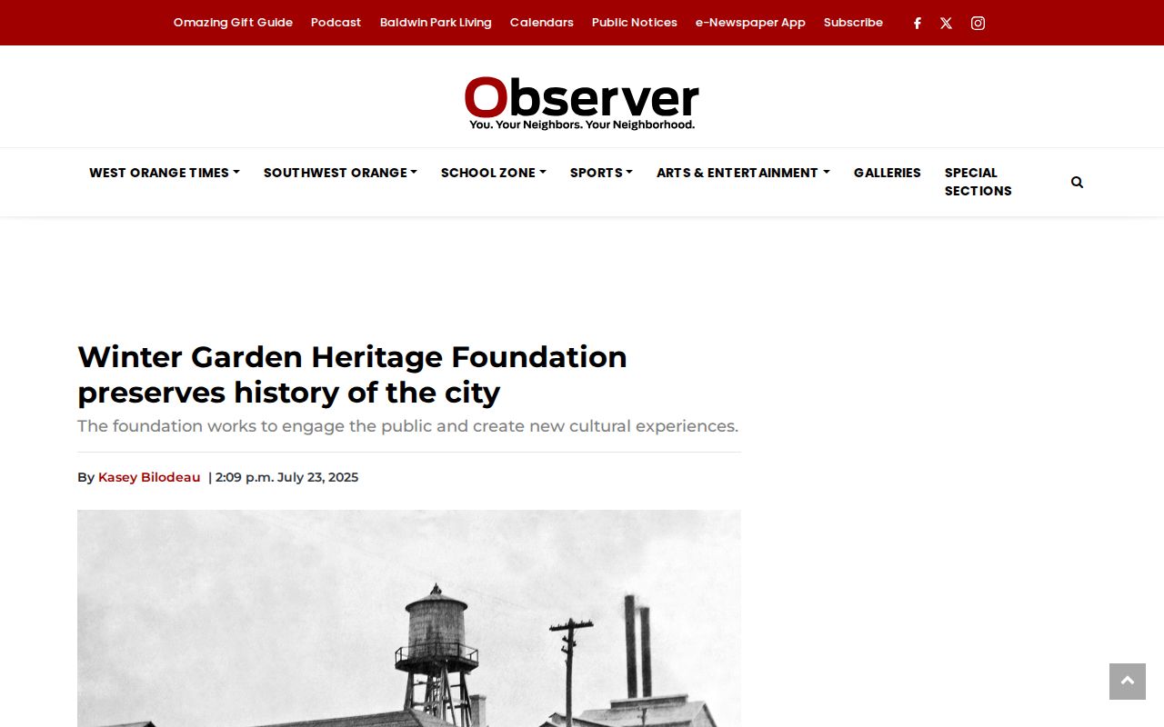 Winter Garden Heritage Foundation preservation and archive coverage
