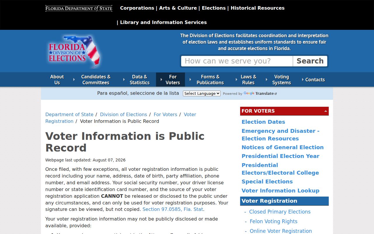 Winter Garden resident lookup voter privacy rules