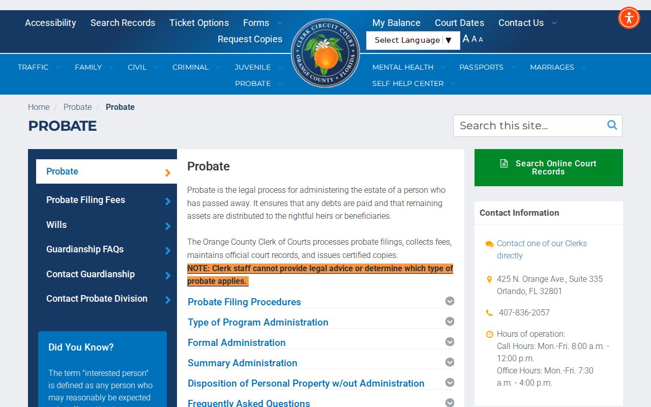 Winter Garden resident lookup probate records